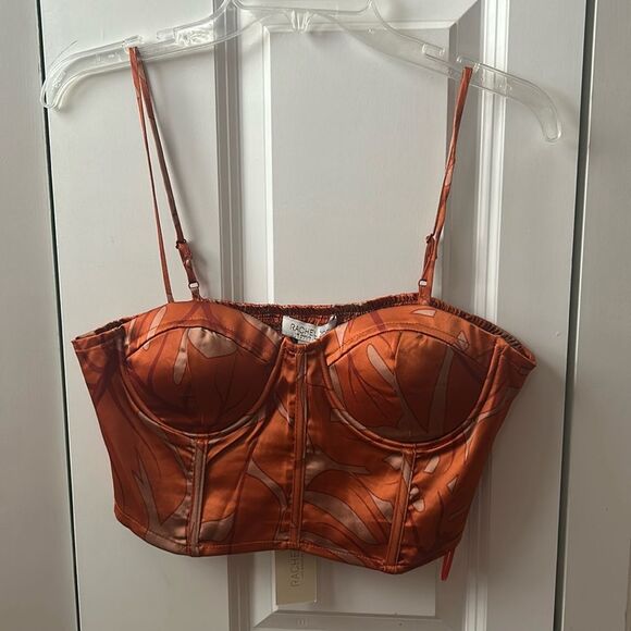 Rachel Zoe Corset Top Orange And Gold Size Large NWT - Picture 1 of 3